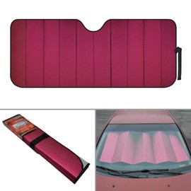 Motor Trend AS-311+SS-002 Red Front Windshield Sun Static Cling Side Window Shade-Accordion Folding Auto Sunshade for Car Truck SUV 58 x 24 Inch