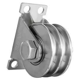 SHINICO Double Groove Cable Fixed Pulley Block, Heavy Duty Stainless Steel, Bearing Inside, Good for Pulley Lifing System 1Pack