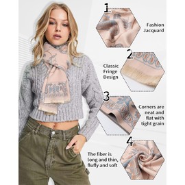 AWAYTR Pashmina Shawls Wraps for Women - Cashew Flower Winter Warm Big Scarf for Women Shawls and Wraps for Evening Dresses (Pink)