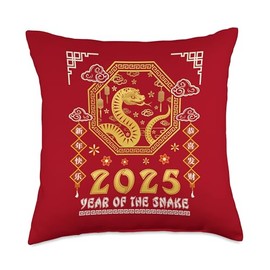 Chinese New Year 2025 Wood Snake Lucky Zodiac Family Reunion Throw Pillow