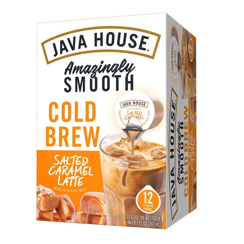JAVA HOUSE Salted Caramel Latte Cold Brew Coffee Pods, (12