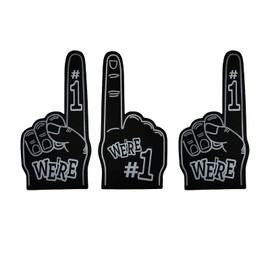 Khakho 3Pcs Single Finger Cheer Gloves Black Foam Finger #1 Foam Hands Cheerleading Props Sports Event and Pep Rally Team Supplies