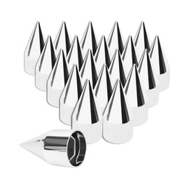 Cabtherlyn 33mm x 4 1/4" Chromed Spike Lug Nuts Covers Push on,ABS Chrome Plastic Caps Pointed Push-on Lug Nut Cover for Semi Trucks Trailers, Pack of 20 PCS