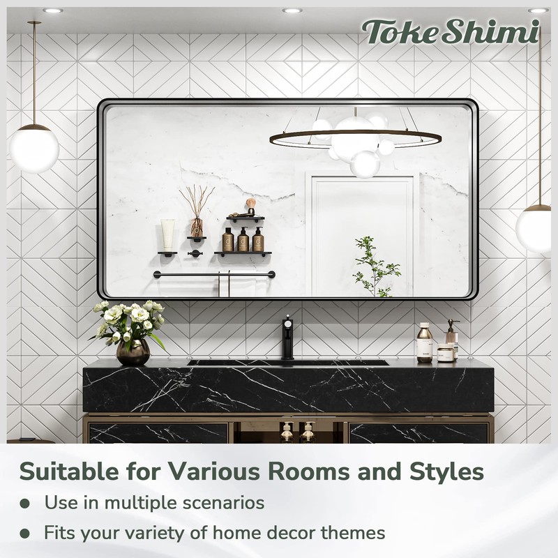 TokeShimi 20 x 30 Inch Silver Bathroom Wall Mirror Vanity