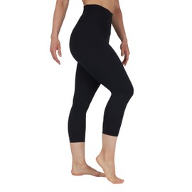 Yogalicious High Waist Buttery Soft Lightweight Capri Leggings High Rise Workout Yoga Pants for Women - Absolute Black Lux - Large
