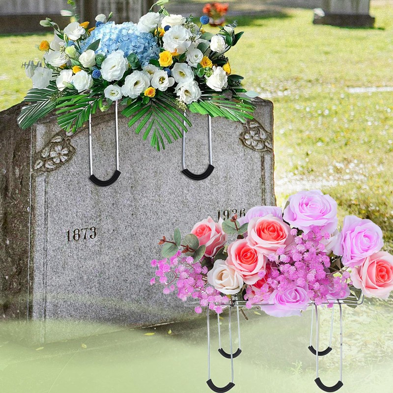 4 Pack Headstone Flower Saddle 12 Inch Grave Saddles for