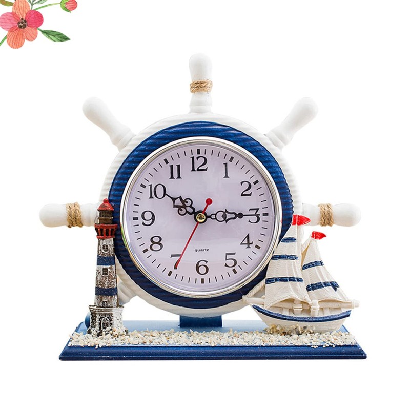 GRIRIW 1Pc Nautical Style Silent Clock Artistic Sailboat Design for