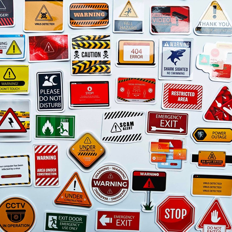 Funny Warning Sticker Stop Hazard Decals Prank Caution Stickers Crush