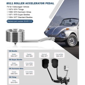 Unbranded 8511 Billet Aluminum Roller Gas Pedal for 1949-1977 Stock Volkswagen VW Bug Ghia
