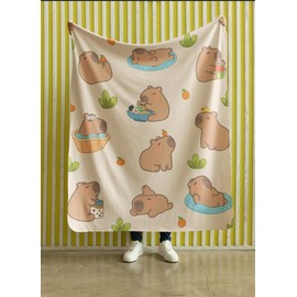 Cozy Capybara Fleece Blanket – Ultra-Soft 60x50 Inches for Home & Travel – Perfect for Kids, Teens & Adults – Warm Throw Blanket for Couch & Bed