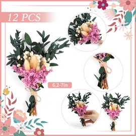 Larber 12PCS Mini Dried Flower Bouquet Dried Wildflowers Dried Flowers Mini Dried Flower with Stem for DIY Photo Props Vase Wedding Decoration
