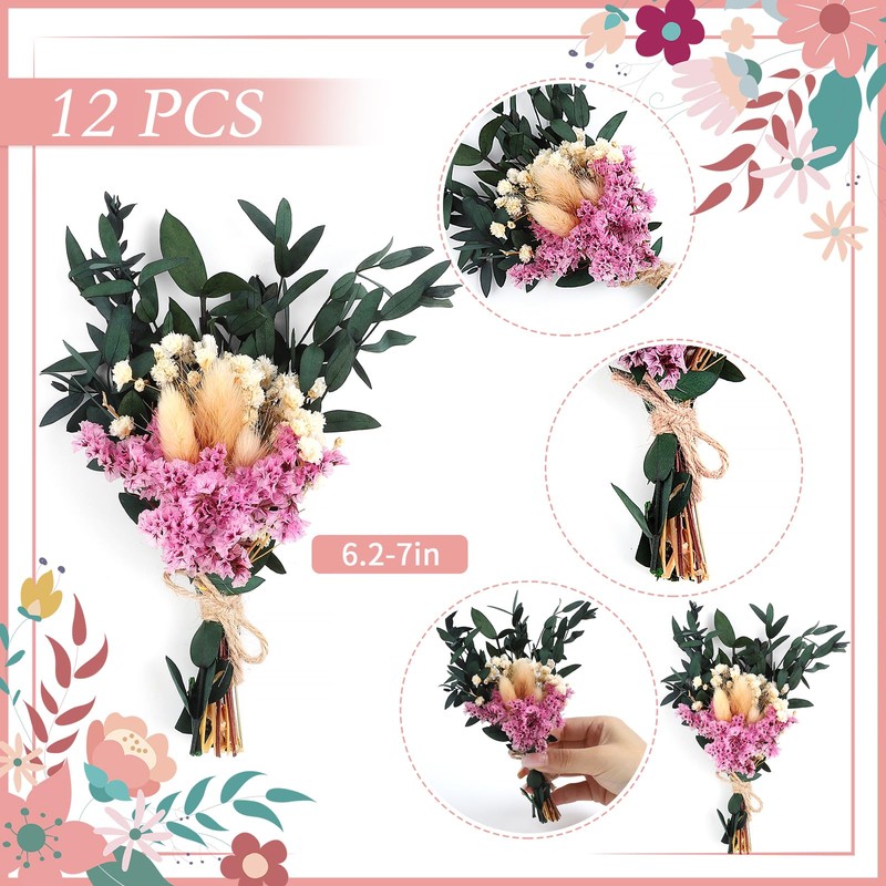 Larber 12PCS Mini Dried Flower Bouquet Dried Wildflowers Dried Flowers