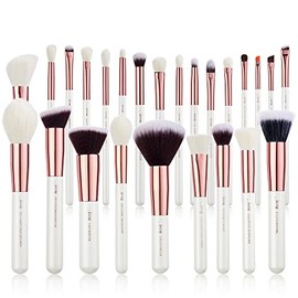 Jessup Juego Pinceles Maquillaje Profesional Piezas Blanco Base Polvo Natural Sombra Ojos Corrector Rubor Resaltado Etiquetado T215