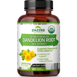 Zazzee USDA Organic Dandelion Root 10:1 Extract, 3000 mg Strength, 120 Capsules, 4 Month Supply, Standardized and Concentrated 10X Extract, 100% Vegetarian, All-Natural and Non-GMO