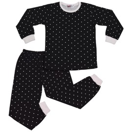 A2Z 4 Kids Girls Boys Polka Dot Children PJs 2 Piece Cotton Set Lounge Suit - PJS 161 Black 13
