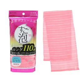 Towa Sangyo Body Towel Super Foam 4 Nylon Towel Long Regular Pink Approx. 28×110cm