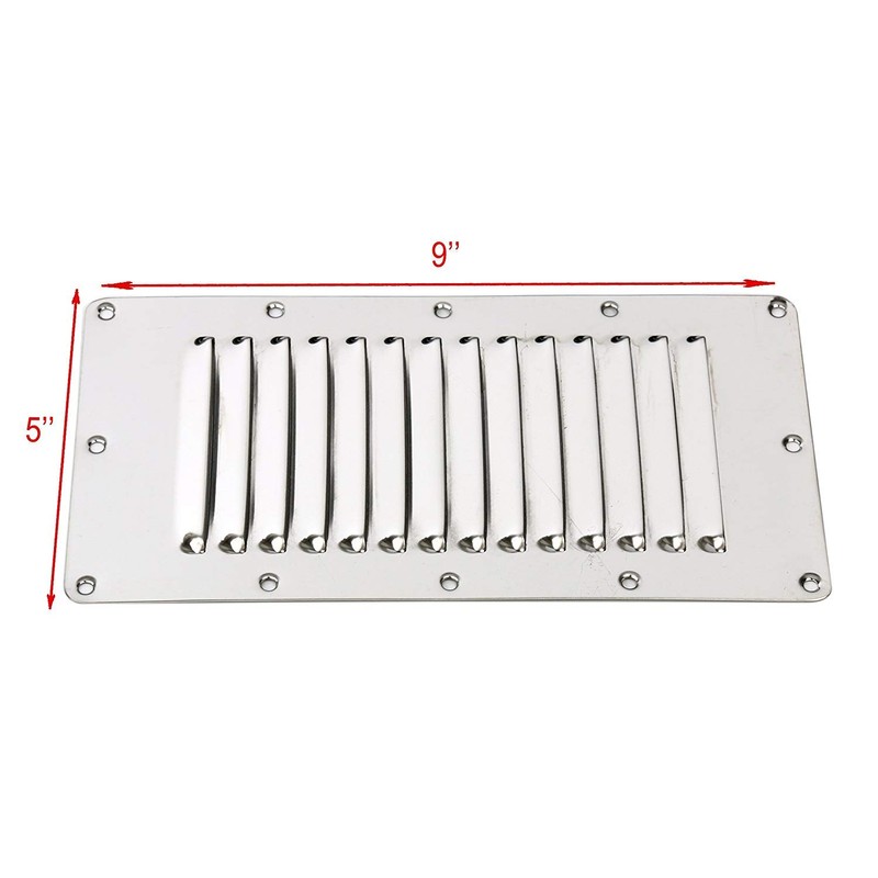 Amarine Made Stainless Steel Stamped Louvered Vent Rectangular Marine Vent