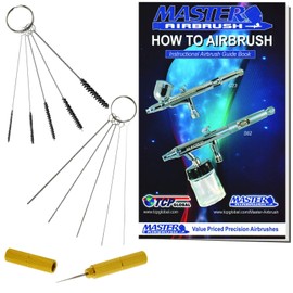 Master Airbrush 12 Piece Airbrush Cleaning Kit - 5 pc Cleaning Needles, 5 pc Cleaning Brushes, & 1 Wash Needle