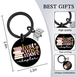 Book Lovers Gifts for Women Book Accessories Keychain Reading Gifts for Books Lovers Bookish Reader Books Club Gift Reading Accessories Thanksgiving Christmas Gift Just One More Chapter Keyring