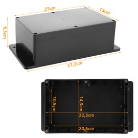 YAYODS Junction Box Black - 23 x 15 x 8.5 cm Housing Electronics - Surface-Mounted Junction Box with Fixed Ear - Junction Box Waterproof IP67 - ABS Plastic Junction Box Surface-Mounted - Junction Box