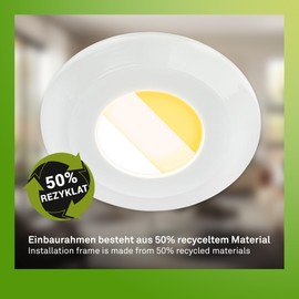 BRILONER - Set di 3 faretti da incasso per bagno a LED 230V Alloggiamento 50% riciclato, cambio temperatura colore, IP44, Ra90, LED spot, piatto, 68mm, 90x30mm (DxH), Bianco