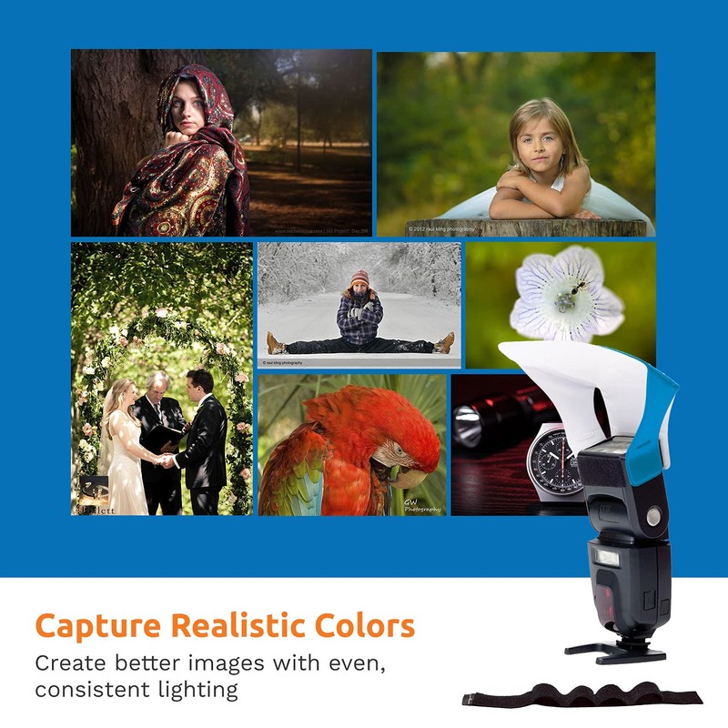 LumiQuest フラッシュポケットバウンサー フラッシュディフューザー ウルトラストラップ付き ユニバーサルクラシックデザイン 外部カメラフラッシュ用 ネオンブルー