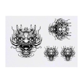 Azeeda 4 x 'Chinesischer Drachenkopf' Temporäre Tattoos - Wasserfest, Hautfreundlich & Ungiftig · Transfers in Verschiedenen Größen (TO00070862)
