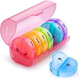 Weekly Pill Organizer 7 Day 2 Times a Day, Sukuos Large Daily Pill Cases for Pills/Vitamin/Fish Oil/Supplements, BPA Free Pill Box, Easy to Clean