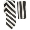 Stacy Adams Men's Solid Woven Formal Stripe Tie Set, Black/White,