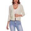 Women's 3/4 Sleeve Open Front Cropped Cardigan Solid Shrugs Lightweight
