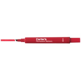 Carter's Permanent Markers, Large Desk-Style Size, Chisel Tip, Water and Wear Resistant, 12 Red Markers (27177)