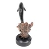 Jumping Bottlenose Dolphins Bronze Electroplated Resin Figurine with Base Decor