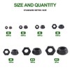 Keadic 185 Pieces Metric Black Zinc Plated Nylon Insert Lock