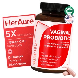 Women's Probiotics for pH Balance, Odor Control & Flora Health – 7 Billion CFU, Prebiotic, 7-in-1 Mushroom Blend, Cranberry & Pineapple – 60 Capsules