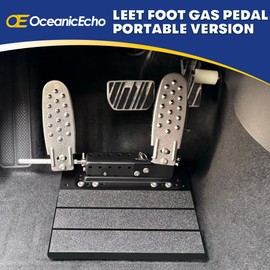 Portable Left Foot Accelerator Pedal for Disabled or Injured Drivers – Adjustable Gas Pedal with Quick Release & Footrest – All-Metal, Fits Most Vehicles (Deep Black)