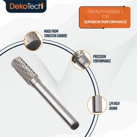 Tungsten Carbide Rotary Drill Bit, Type A Shank Diameter 6-10mm A0616 – Double-Cut Carbide Drill bits for die Grinders, Metalworking Suitable for Metal, Wood, Plastic and Stone (Type A 8mm)