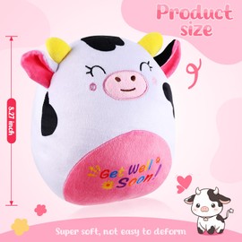 ZJoey Get Well Soon Gift Cat Plush Cow Stuffed Animal Hug Pillow Sympathy Gift Get Well Toy Gifts for Kids Boys Girls Women(Cow)