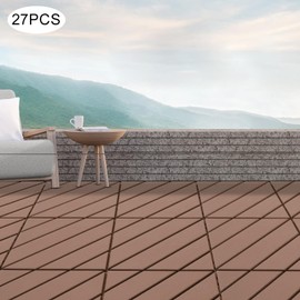 CNCEST Plastic Interlocking Deck Tiles, 27pcs Outdoor Patio Flooring, Interlocking Decking Tile Outdoor Use for Patio Decks, Poolside, Gardens, Balconies, Lawns, Swimming Pools, 12"X12" Coffee