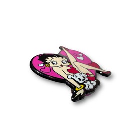 Betty 80s Cartoon Enamel Pin - Girl Power Heart Shape Lapel Pin - Saturday Morning Cartoons - Cute Enamel Brooch Badge Decoration for Clothes and Bags - Pink Heart