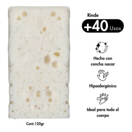 Esponjabon de Concha Nácar Aclarante 2 en 1 T.Taio. Reduce cicatrices y Blanquea La Piel.