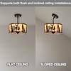 Sunnyin Rustic Semi Flush Mount Ceiling Light,Farmhouse Parchment Metal Dining