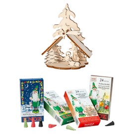 German Incense Cones Bundle Tradition - 4 mostloved Smells from Knox Räucherkerzen/Apotheker Hermann Zwetz. MaMeMi Gift-Set with DIY Mini Nativity Scene