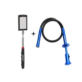 Telescopic inspection mirror with LED lights. The claw magnetic pickup has LED lights. Combination tool set. Easy to observe and grab the items in the gap.
