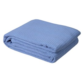 DOLLCENT 100% Soft Premium Combed Cotton Thermal Blanket– Queen Blanket– Soft Cozy Warm Cotton Blanket– Bed Throw Blanket– Queen Bed Blankets– All Season Cotton Blankets– Blue Queen Cotton Blankets