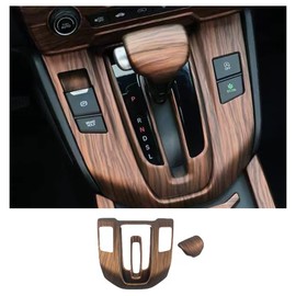 TKREENO Car Gear Shift Box Panel Cover Inner Frame Gear Shift Knob Cover Auto Interior Decoration Accessories for Honda CRV CR-V 2017 2018 2019 2020 2021 2022 (Peach Wood Grain)