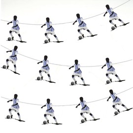 AK Giftshop Football Player Blue and White Striped Bunting Party Decorations - 12pcs / 2.5m Ribbon