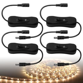 HayEastdor 4PCS LED Strip DC Inline On/Off Switch Cable 12V 5.5x2.1mm Male to Female DC Power Switch for LED Strip Light
