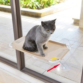 All Around 360° Sunbath and Lower Support Safety Iron Cat Window Perch, Cat Hammock Window Seat for Any Cats (M, Gold)