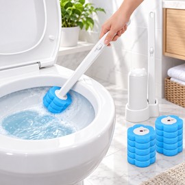 Toilet Brush and Holder Set with Disposable Refills, Detachable Toilet Cleaning Brush Head for Bathroom, WC, Guest Bathroom and Commercial Washrooms