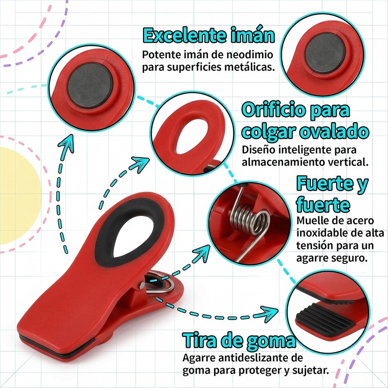 Clips para Bolsas de Alimentos, 16 PCS Clips de Cocina(7.5cm)